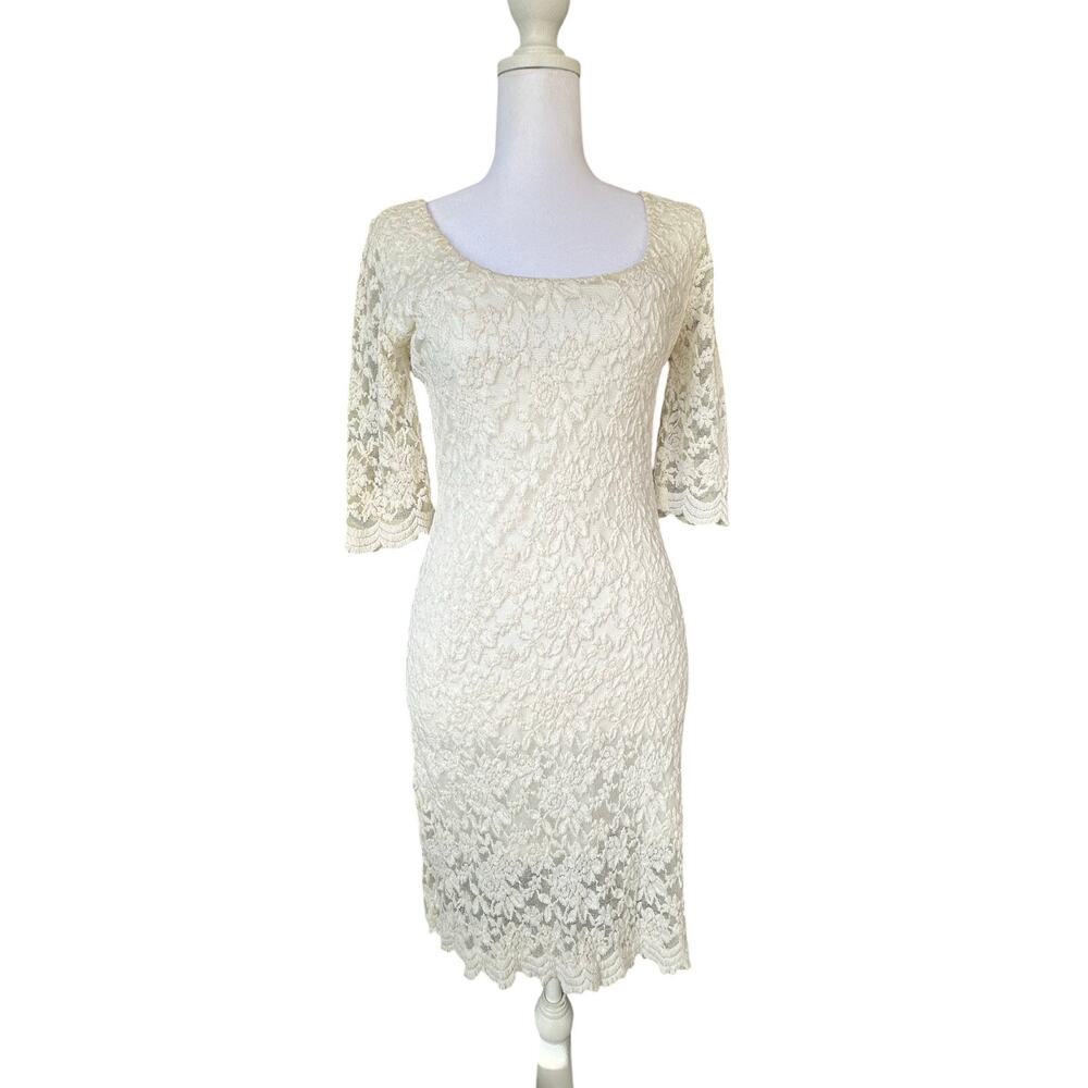 Cream lace midi dress